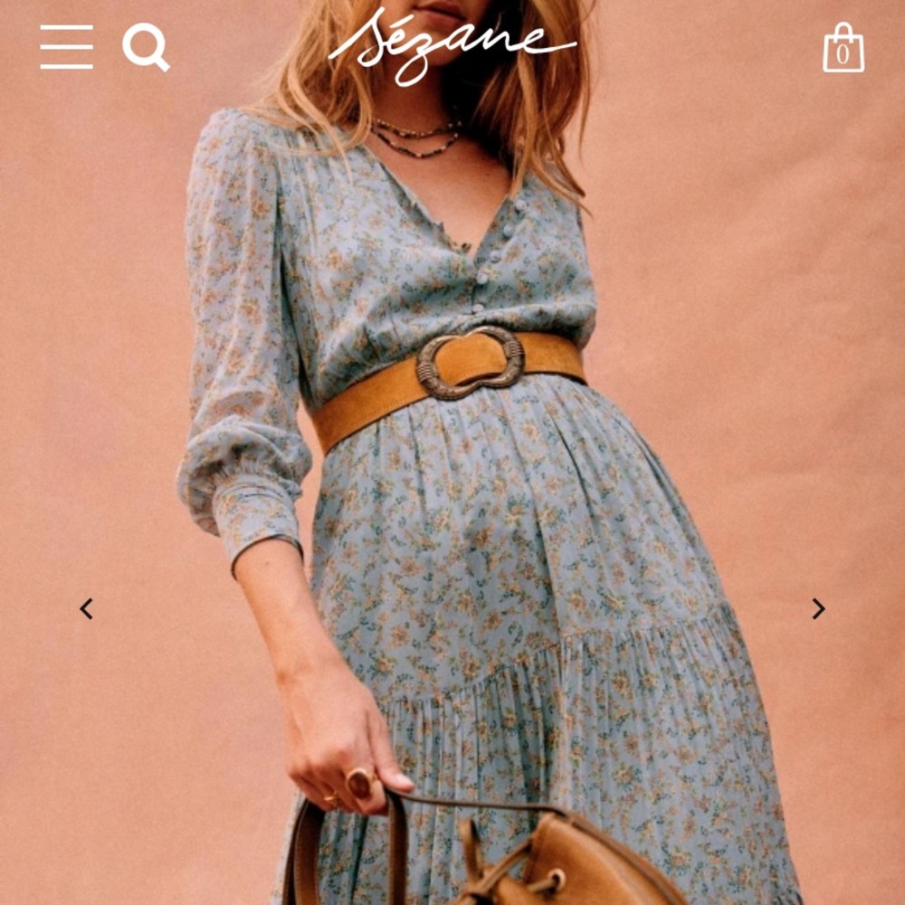 Sézane Light Blue Floral Midi Dress
